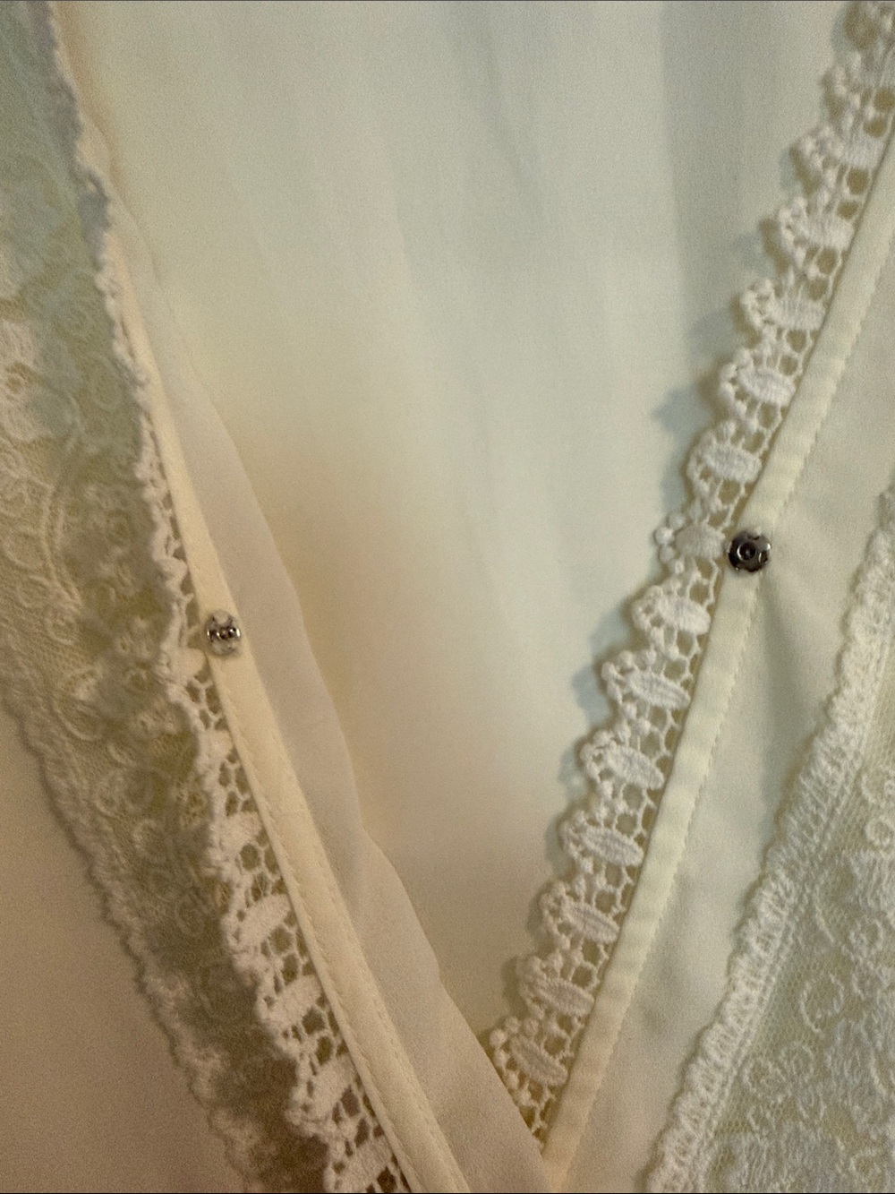 Ivory Lace-Trim V-Neck Blouse - Women Tops - Picture 5 of 6